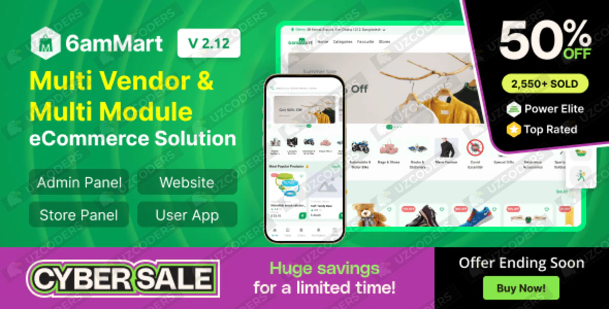 6amMart v2.12 - Multivendor Food, Grocery, eCommerce, Parcel, Pharmacy delivery app with Admin & Web