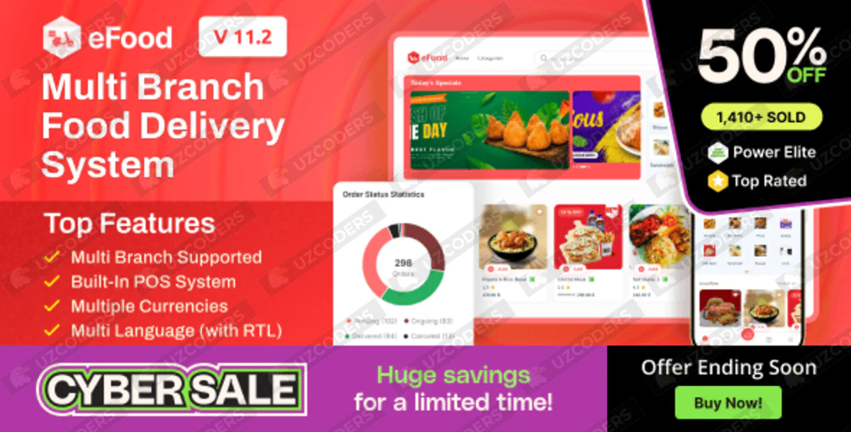 eFood v11.2 - Food Delivery App with Laravel Admin Panel + Delivery Man App - nulled