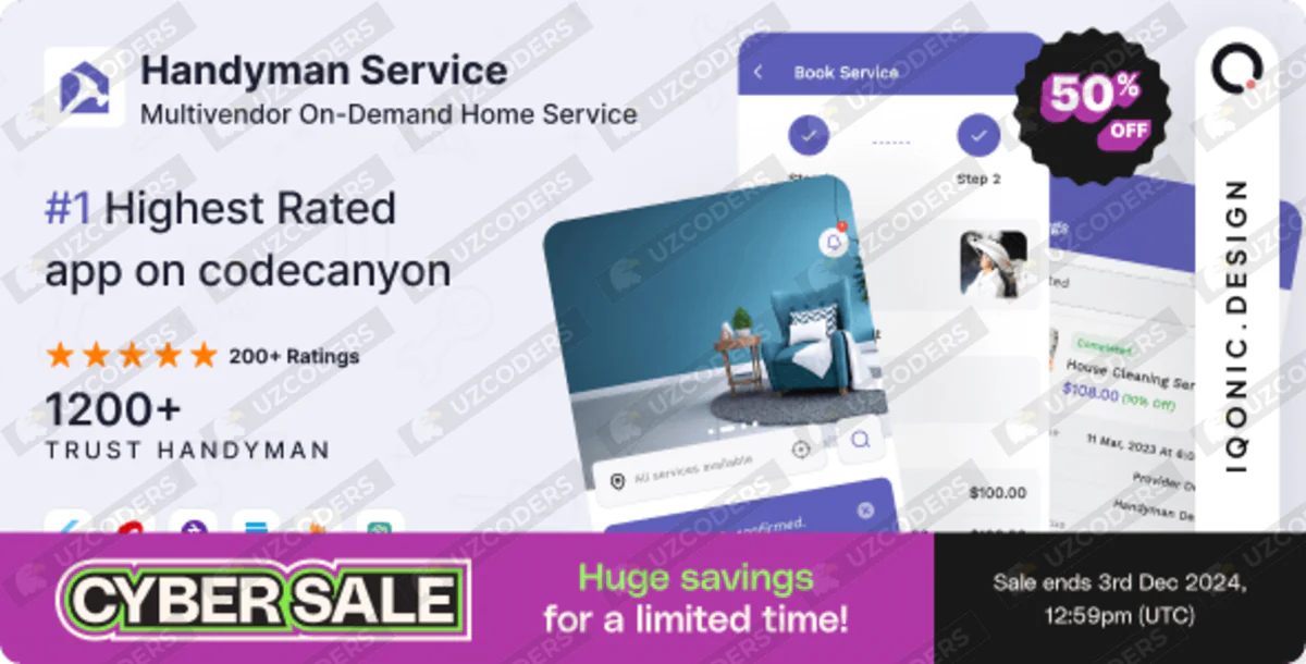 Handyman Service v11.9.0 - Flutter On-Demand Home Services App with Complete Solution